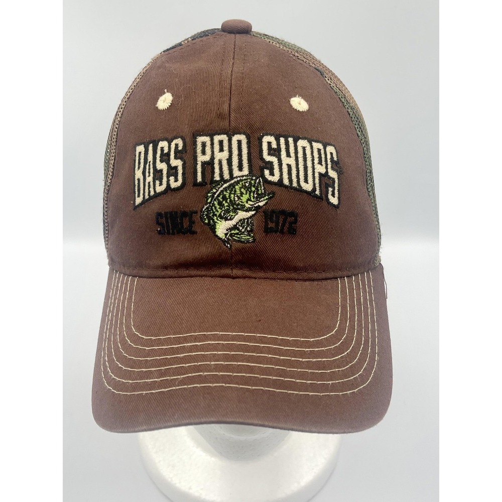 Bass Pro Shops Hat Cap Snap Back One Size Brown Camo Trucker Mesh Fishing Mens